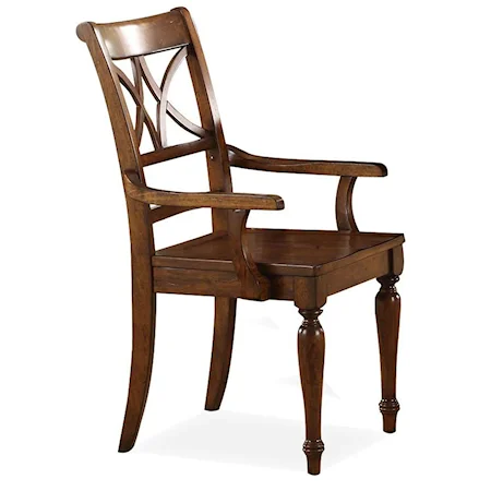 Traditional Arm Chair with Double Crossed Back